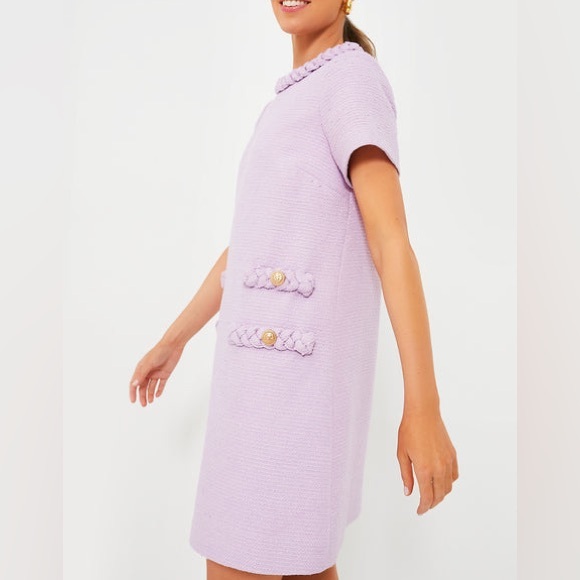 Tuckernuck Lilac Purple Jackie Tweed Dress with Buttons & Braid Detail - Picture 2 of 7